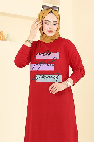 moda selvim طقم أحمر و أسود 6038UZ662 - Thumbnail