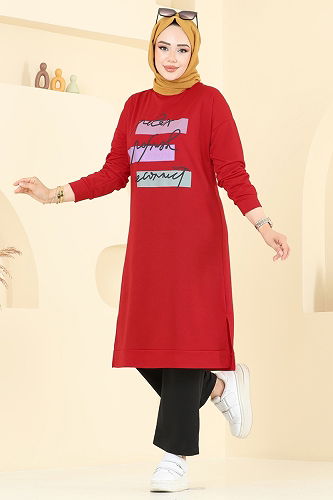 moda selvim طقم أحمر و أسود 6038UZ662 - Thumbnail