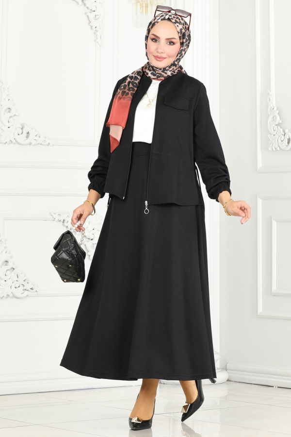 Modaselvim Hijab Combinations Combined 6039YNS793 Black