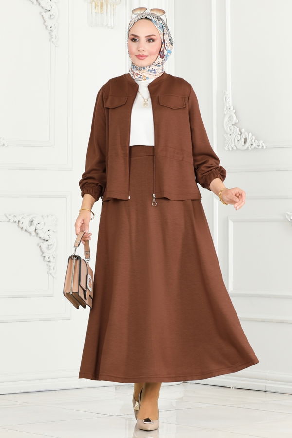 Modaselvim Hijab Combinations Combined 6039YNS793 Brown