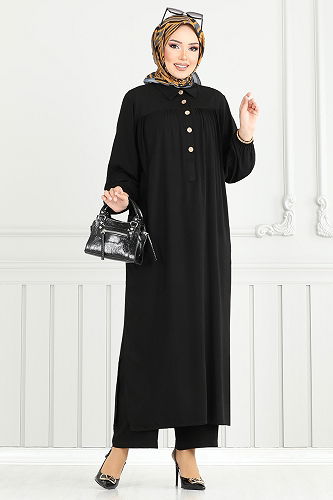 moda selvim طقم أسود 6061UZ1029-M - Thumbnail