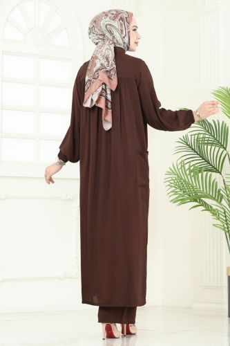 moda selvim طقم بني 6061UZ662 - Thumbnail