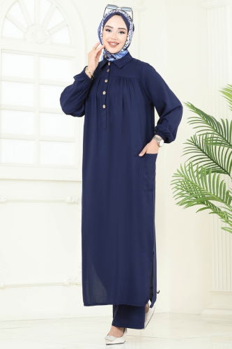 moda selvim طقم كحلي 6061UZ662 - Thumbnail