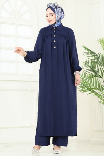 moda selvim طقم كحلي 6061UZ662 - Thumbnail