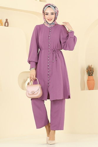 moda selvim طقم ليلكي غامق 6081UZ662 - Thumbnail