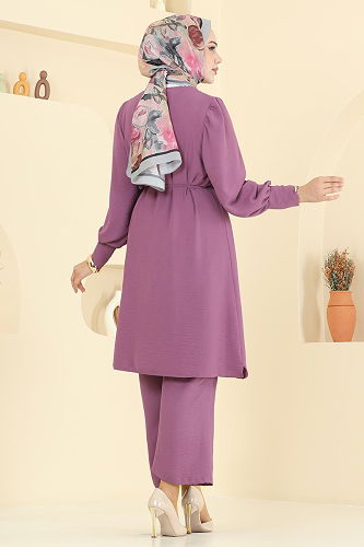 moda selvim طقم ليلكي غامق 6081UZ662 - Thumbnail