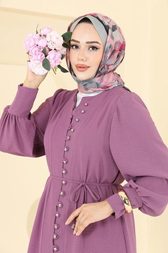 moda selvim طقم ليلكي غامق 6081UZ662 - Thumbnail