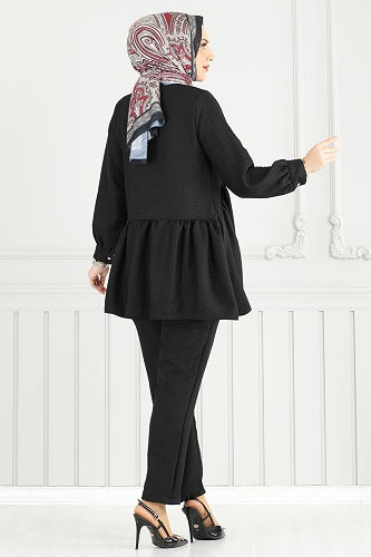 moda selvim طقم أسود 6093TEG847 - Thumbnail