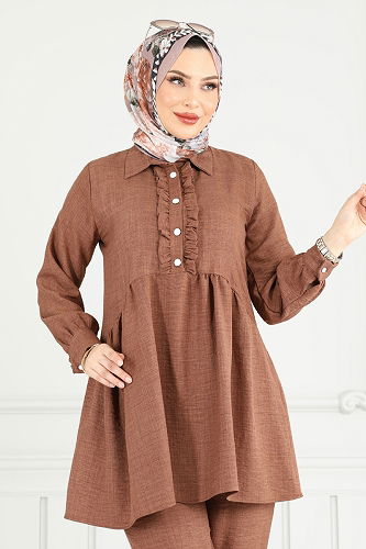 moda selvim طقم بني 6093TEG847 - Thumbnail