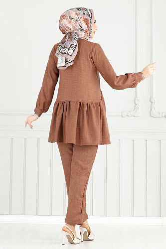 moda selvim طقم بني 6093TEG847 - Thumbnail