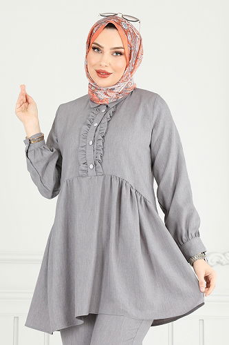 moda selvim طقم رمادي 6093TEG847 - Thumbnail