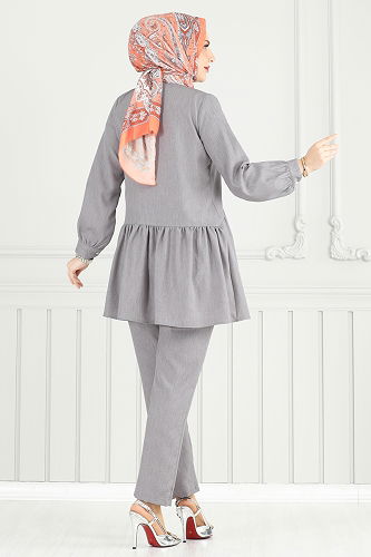 moda selvim طقم رمادي 6093TEG847 - Thumbnail