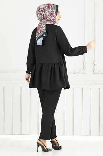 moda selvim طقم أسود 6093TGE913-M - Thumbnail