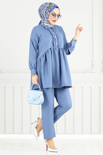 moda selvim طقم أزرق 6093TGE913-M - Thumbnail