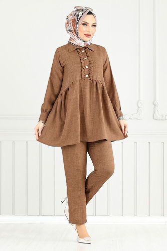 moda selvim طقم بني 6093TGE913-M - Thumbnail