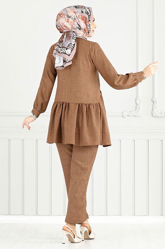 moda selvim طقم بني 6093TGE913-M - Thumbnail