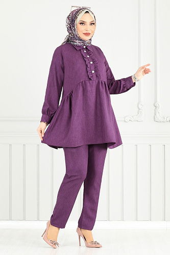 moda selvim طقم أرجواني 6093TGE913-M - Thumbnail