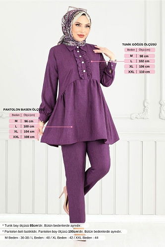 moda selvim طقم أرجواني 6093TGE913-M - Thumbnail