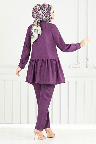 moda selvim طقم أرجواني 6093TGE913-M - Thumbnail