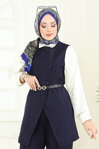 moda selvim طقم كحلي 6095TEG847 - Thumbnail