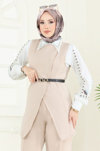 moda selvim طقم بيج 6095TEG847 - Thumbnail