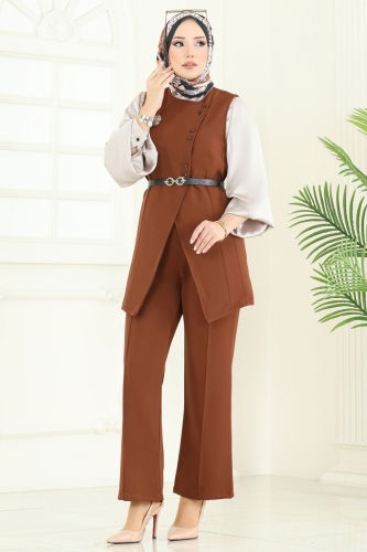 moda selvim طقم عسلي 6095TEG847 - Thumbnail