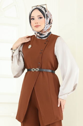 moda selvim طقم عسلي 6095TEG847 - Thumbnail