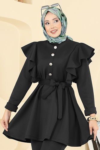 moda selvim طقم أسود 6099TEG847 - Thumbnail