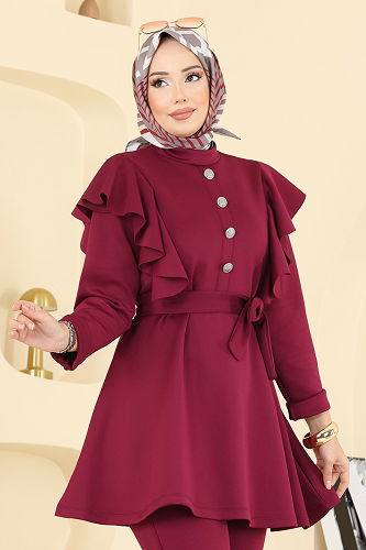 moda selvim Combined 6099TEG847 Burgundy - Thumbnail