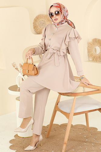 moda selvim طقم بيج 6099TEG847 - Thumbnail