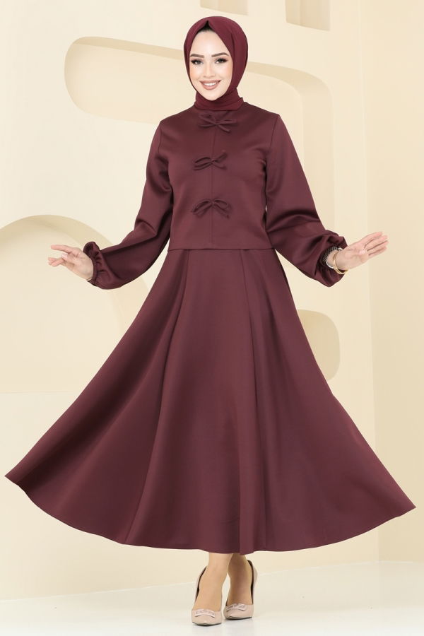 Modaselvim Hijab Combinations Combined 6149BSK463 Burgundy