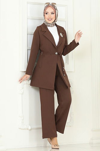 moda selvim طقم بني 6222BSK463 - Thumbnail