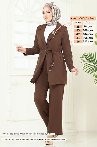 moda selvim طقم بني 6222BSK463 - Thumbnail