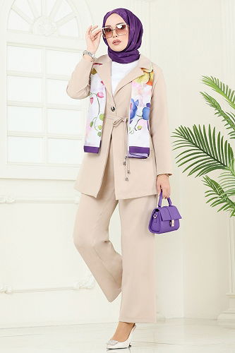 moda selvim طقم بيج 6222BSK463 - Thumbnail