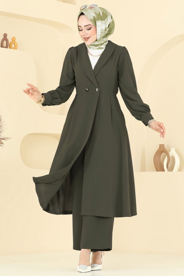 Modaselvim الاطقم طقم أخضر عفني غامق 6223BSK463