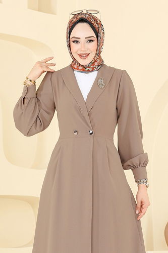 moda selvim طقم بيج غامق 6223BSK463 - Thumbnail