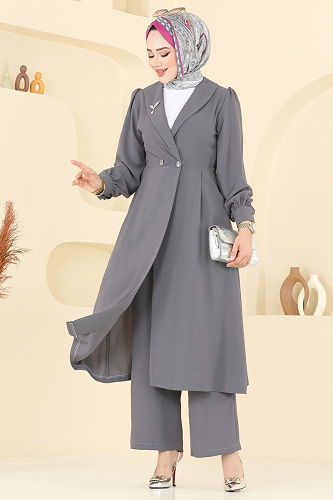 moda selvim طقم رمادي 6223BSK463 - Thumbnail