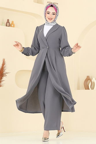 moda selvim طقم رمادي 6223BSK463 - Thumbnail