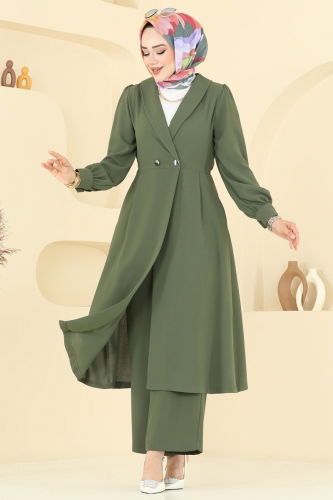 moda selvim طقم اخضر عفني 6223BSK463 - Thumbnail