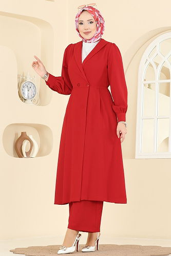 moda selvim طقم احمر 6223BSK463 - Thumbnail