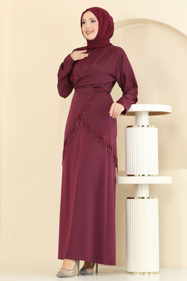 Modaselvim Hijab Combinations Combined 6274BSK463 Burgundy