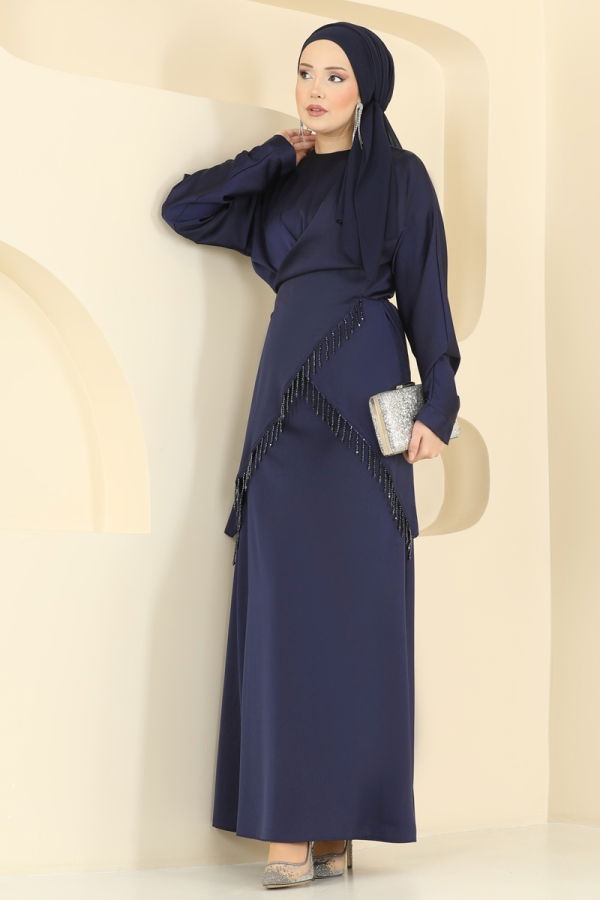 Modaselvim Hijab Combinations Combined 6274BSK463 Navy Blue
