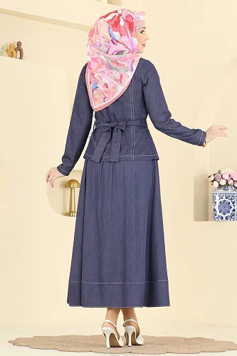 moda selvim طقم جينز غامق 6288BSK463 - Thumbnail