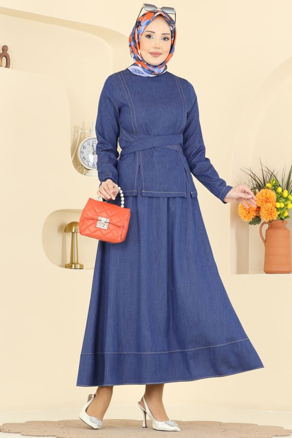 Modaselvim Hijab Combinations Combined 6288BSK463 Light Denim