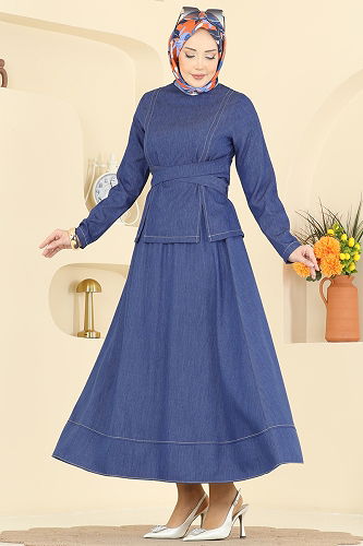 moda selvim طقم جينز فاتح 6288BSK463 - Thumbnail