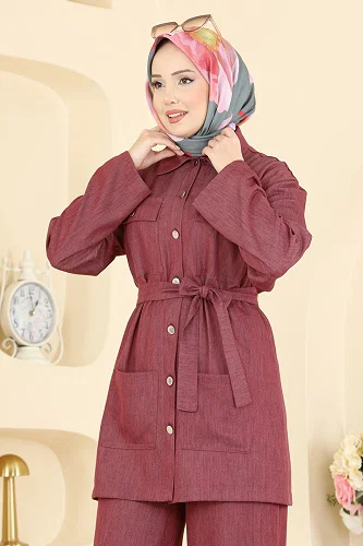 moda selvim Combined 6296BSK463 Burgundy - Thumbnail