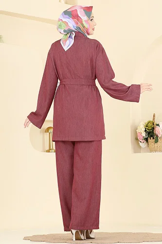 moda selvim طقم خمري 6296BSK463 - Thumbnail