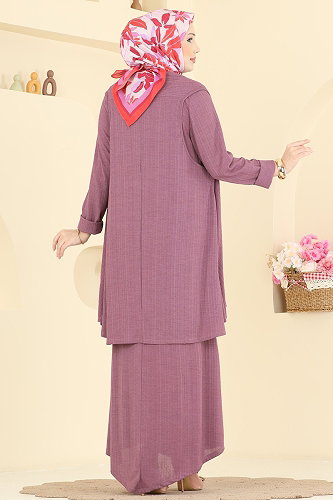 moda selvim طقم وردي غامق 6370ZNNK1102 - Thumbnail