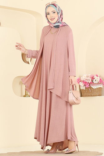 moda selvim طقم وردي فاتح 6370ZNNK1102 - Thumbnail