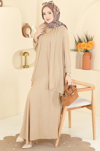 moda selvim طقم بيج 6370ZNNK1102 - Thumbnail